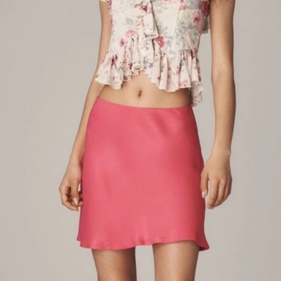 Anthropologie Tilda Mini Slip Skirt - Pink - Picture 2 of 9
